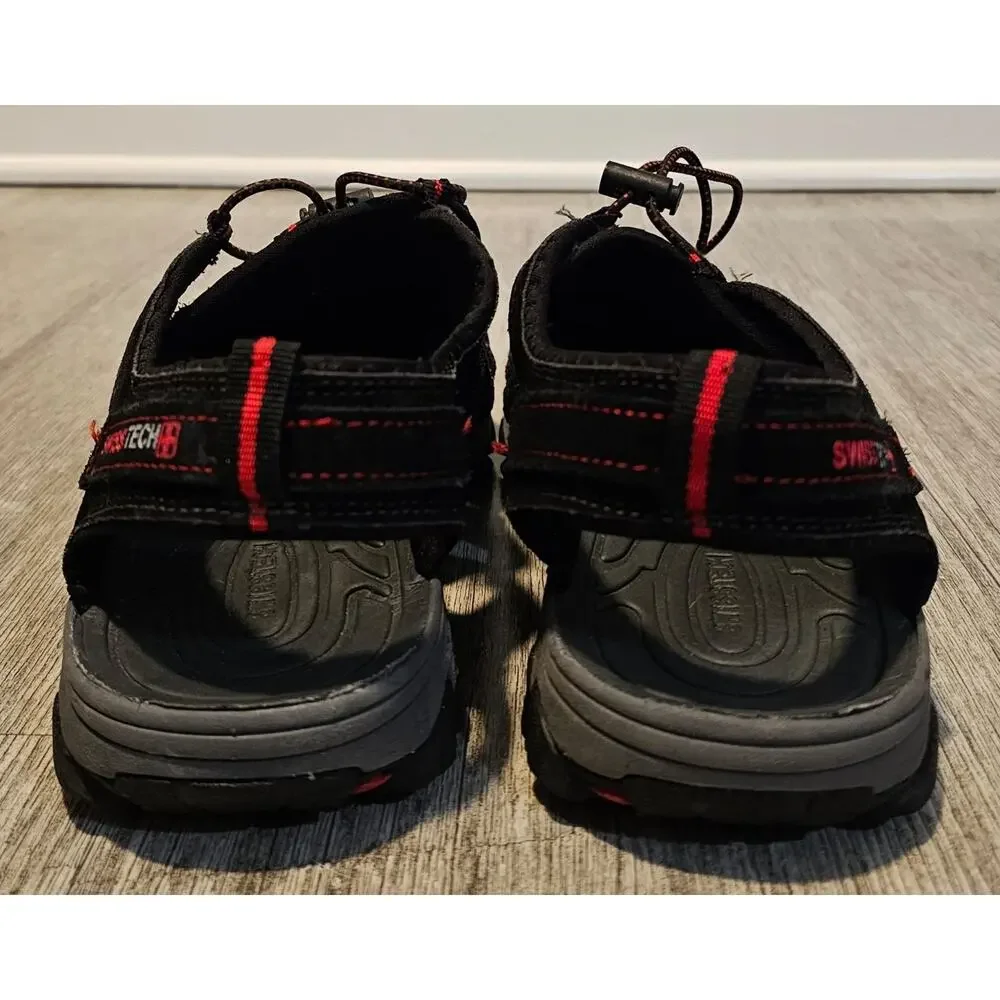 Swiss Tech Men's Bumptoe Fisherman Sport Sandals Black Red Size 8 Closed Toe